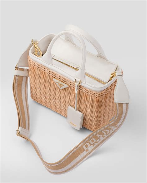 prada wicker bag black or white|Prada wicker tote bag.